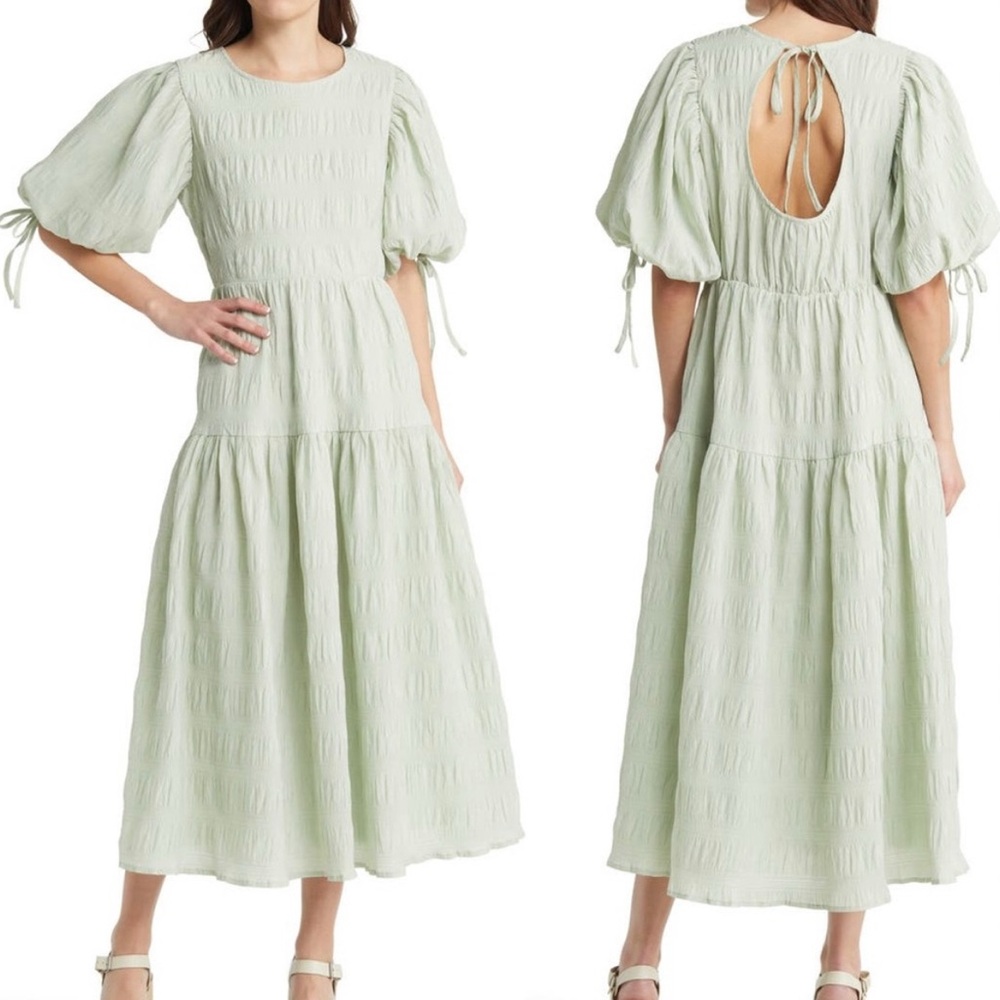 Moon River Green Flowy Midi Dress Size Small